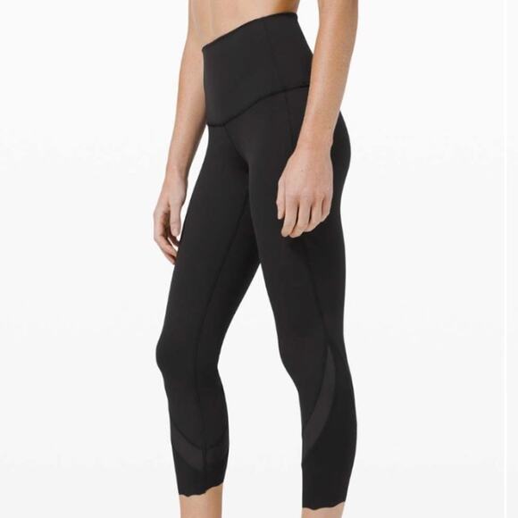 LULULEMON | Wunder Under High-Rise Crop Scallop Full-On Luxtreme Black | Size 16 - Picture 2 of 10